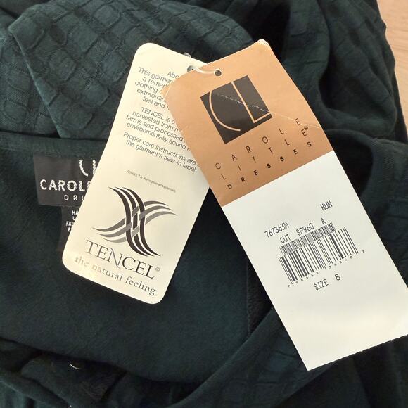 Carole Little Green Jacquard Button-Front Long Sleeve Maxi Dress | Size 8 - Picture 7 of 11